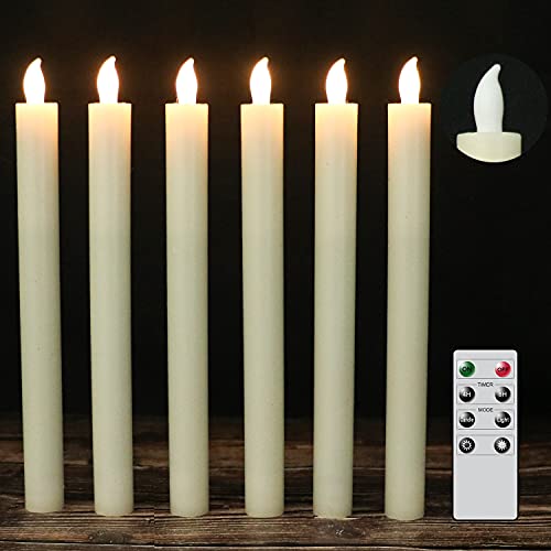 Eldnacele Set von 6 Flammenlose Kerzen mit Fernbedienung und Timer, Echtwachs-Elfenbein-Kerzen und Gold Kerzenhalter enthalten, LED-Fenster Kerzen für Haus-und Hochzeitsdekoration von Eldnacele