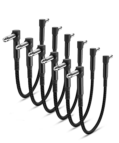 Elebase Gitarren Patchkabel Set,6Pack,0.15M 6,35 mm 1/4" Stecker Instrument Pedalbrett Kabel,Nylongeflecht Audio Kabel mit Schirmung,TS-Kupfer-Männchen,für Gitarreneffekte,Gitarre/Bass Effektpedale von Elebase