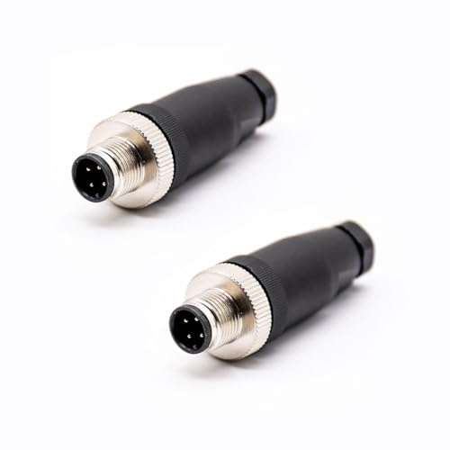 2 STÜCKE M12 4 polig Stecker, 12 mm Sensorkabelstecker A Code Gewindesicherung M12 Aviation Stecker Rundsteckverbinder IP67 Wasserdicht Industrieller Rundstecker für den Außenbereich (Männlicher) von Elecbee