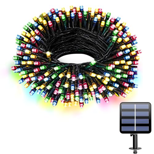 Electight Bunte Lichterkette Außen, Solar Lichterkette IP65 Wetterfest Solarlichterkette 7 Farben LED Leuchtet 8 Modi für Garten, Bäume, Hochzeiten, Partys, Weihnachten - Farbe 10M 100 LEDs von Electight