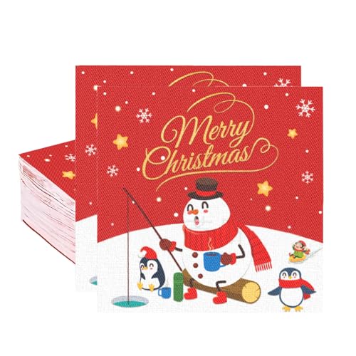 40pcs Servietten Weihnachten Tischdeko Weihnachten Party Deko Fröhliche Weihnachten Rot Servietten Christmas Napkins Papierservietten 33x33cm von Eledreme