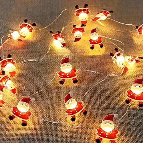 Eledreme lichterkette innen batterie, 4m 40 led Weihnachtsmann Weihnachtsdeko Lichtervorhang außen, Warmweiß weihnachtsbeleuchtung außen, LED lichterkette batterie für Party, Weihnachten, Balkon von Eledreme