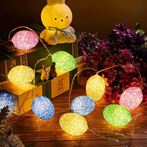 Eledreme lichterkette ostern 10 led osterdeko für draußen, warmweiß osterdekoration lichterkette außen batterie, ostereier deko lichterkette batterie für Ostern Festival Party garten von Eledreme