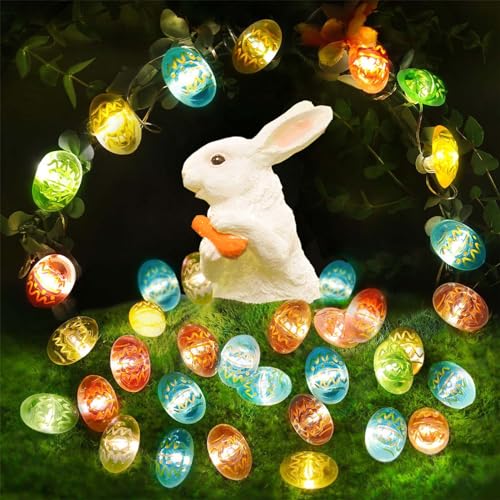 Eledreme lichterkette ostern 20 led osterdeko für draußen, warmweiß ostereier deko lichterkette außen batterie, ostern deko lichterkette innen batterie für Ostern Party garten von Eledreme