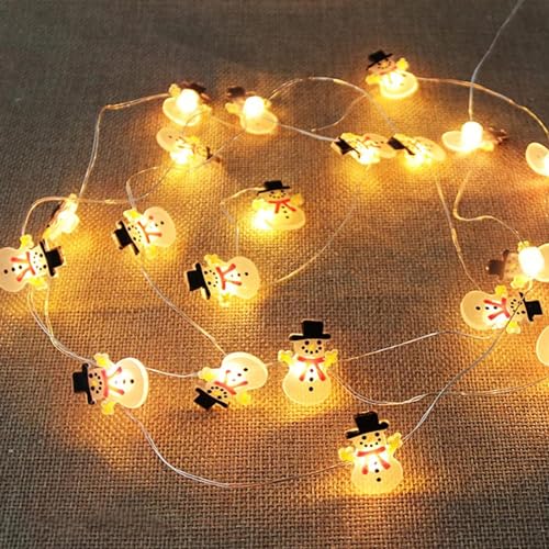 Eledreme lichterkette schneemann, 2m 20 led weihnachtsdeko innen Lichtervorhang außen, Warmweiß, batterie für Party, Weihnachten, Balkon von Eledreme