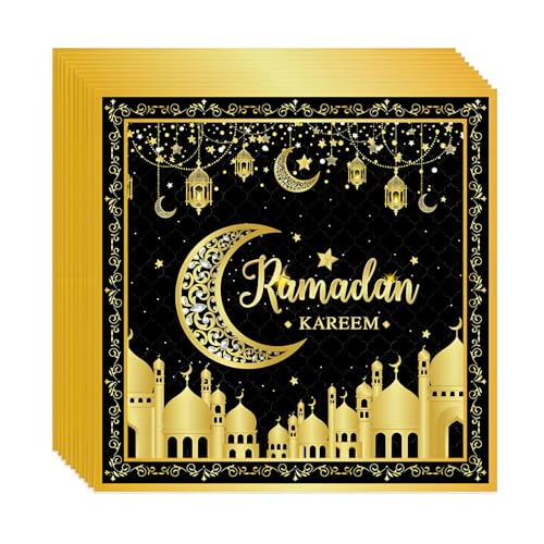 Ramadan servietten schwarz gold, 40 Stück ramadan deko gold schwarze servietten, ramadan tischdeko, ramadan mubarak,Geeignet für Ramadan-Partys von Eledreme