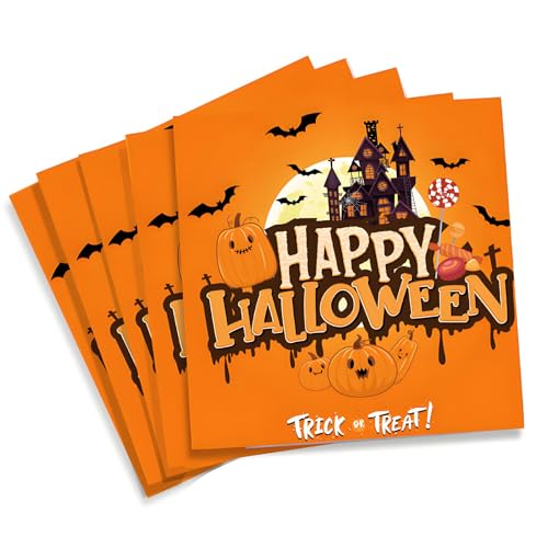 Halloween servietten, 40pcs halloween tischdeko servietten orange, kürbis servietten Geeignet für Halloween Party, Karneval Happy Halloween deko（33×33cm） von Eledreme