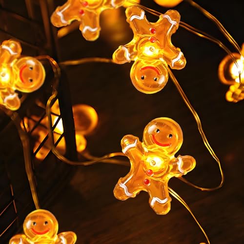 Lebkuchenmann lichterkette weihnachten,2M 20 led lichterkette außen weihnachtsdeko, fensterbeleuchtung weihnachten, led lichterkette weihnachtsbaum innen Geeignet für weihnachtsdeko innen aussen von Eledreme