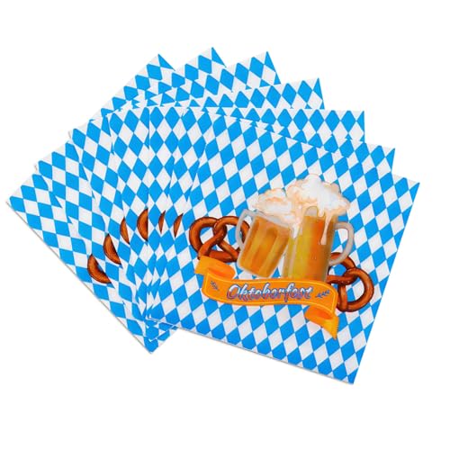 Oktoberfest servietten blau weiß, 40pcs servietten bayrisch, oktoberfest deko, oktoberfest accessoires für deko oktoberfest party, deko bayrische party von Eledreme