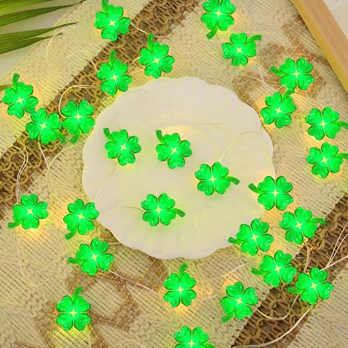 St patricks day kleeblatt glücksbringer lichterkette,2M 20 led lichterkette, kleeblatt deko grün led lichterkette innen,geeignet für st. patricks day Innen- und Außen deko von Eledreme