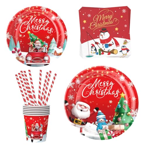 Weihnachtsgeschirr set ,10 Sätze weihnachtsparty deko einweggeschirr ,Inklusive pappteller weihnachten,pappbecher weihnachten,weihnachtsservietten ,strohhalme papier weihnachten ,für weihnachtsparty von Eledreme