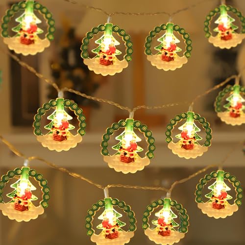 lichterkette innen batterie, 3m 20 led Weihnachtsmann Weihnachtsdeko Lichtervorhang außen, Warmweiß weihnachtsbeleuchtung außen, LED lichterkette batterie für Party, Weihnachten, Balkon von Eledreme