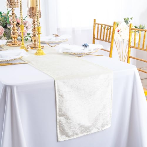 Elegant Event Essentials Langer Tischläufer aus Pannesamt, für Frühlingspartys, Hochzeiten, Empfang, Bankett, Esszimmer, Weihnachtsdekoration (Elfenbein, 30,5 x 274,3 cm) von Elegant Event Essentials