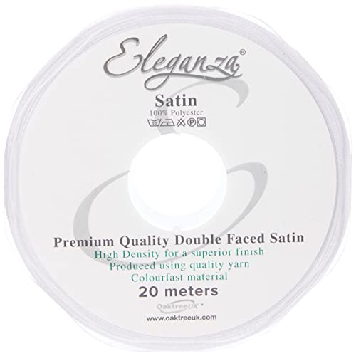 Eleganza 15 mm x 20 m Satinband doppelseitig, Weiß von Eleganza