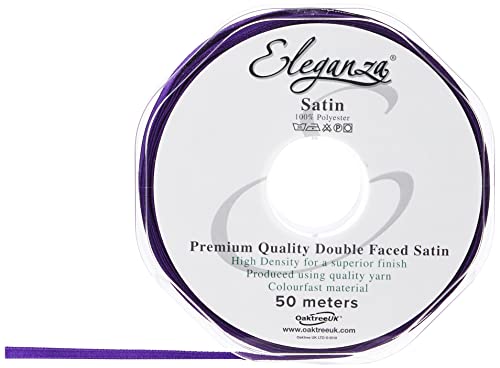 Eleganza 3 mm x 50 m Satinband doppelseitig, Lila von Eleganza