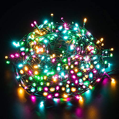 Elegear Bunt Lichterkette Außen 100M 1000 LEDs Lichterkette Außen 8 Modi Weihnachtsbeleuchtung für Innen Außen IP44 Außen lichterkette für Weihnachtsdeko Geburtstag Feiertag Party Hotel Garten von Elegear