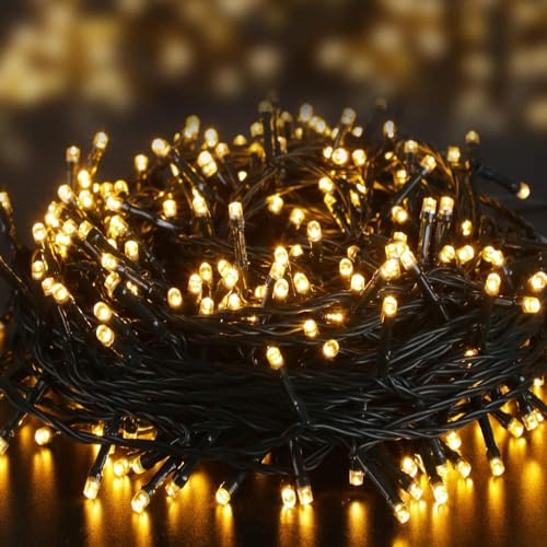 Elegear Lichterkette Batterie 40M 300LEDs Lichterkette Außen mit Timer Weihnachtsbeleuchtung Außen IP44 8Modi Lichterkette Weihnachtsbaum für Weihnachtsdeko, Schlafzimmer, Party, Garten, Warmweiß von Elegear