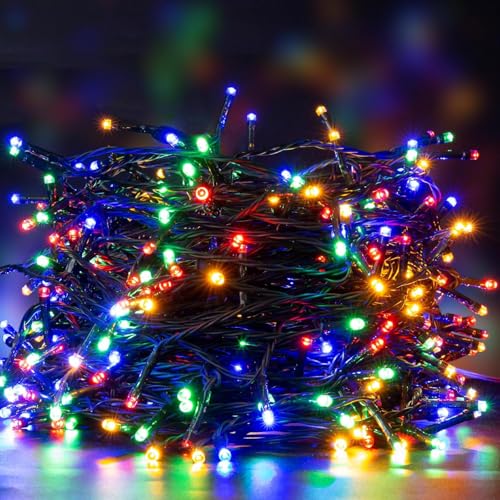 Elegear Lichterkette Batterie 40M 300LEDs Lichterkette Außen mit Timer Weihnachtsbeleuchtung Außen IP44 8Modi Lichterkette Weihnachtsbaum für Weihnachtsdeko, Schlafzimmer, Party, Garten, Bunt von Elegear