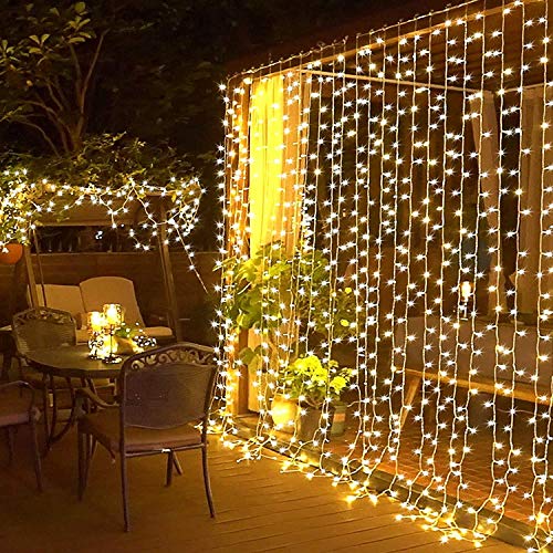 Elegear Lichtervorhang Lichterkette Außen 600 LEDs 6 x 3M Erweiterbar Lichterkettenvorhang IP44 Wasserfest 8 Modi Weihnachtsbeleuchtung Eisregen Lichterkette für Weihnachtsdeko Party Schlafzimmer von Elegear