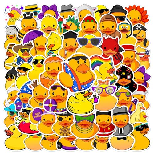 50 Stück Sticker Kinder Niedliche kleine gelbe Ente Jungen Mädchen Wasserfeste Vinyl Aufkleber für Scrapbook Skateboard Laptop Koffer Helm Motorrad Auto Fahrrad Handy, Kindergeburtstag Party deko von Elektheim