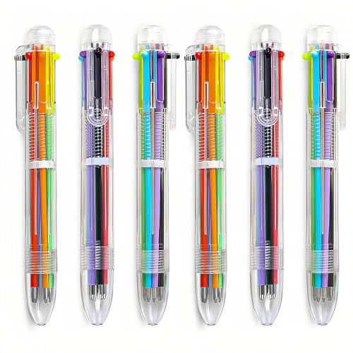 6 Pack 1mm 6-in-1 Kugelschreiber Multicolor Ballpoint Pen 6 Colors Retractable Stifte für Büro Schule Zubehör Studenten Kinder Geschenk, Kinder Party Favors Stift … von Elektheim