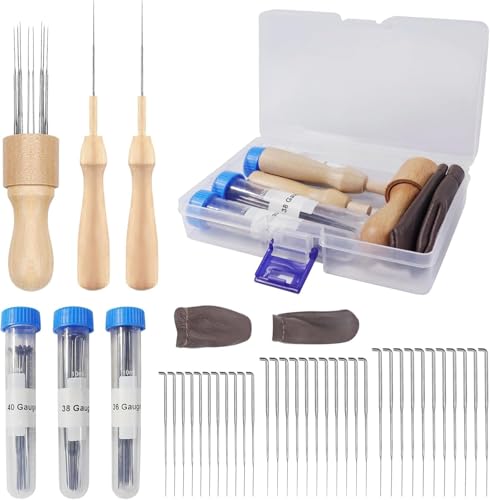 Filznadeln Set, 65 Pcs Nadelfilzzubehör mit Filznadeln in 3 Größen und 3 Transparente Flasche, Filzen Starter Bausatz, ideal für Anfänger oder Profis von Elektheim