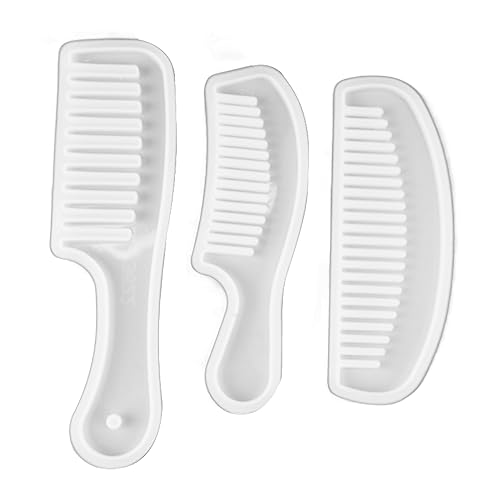 3-teiliges Kamm-Silikonformen-Haarkamm-Formen-Set, DIY-Kammformen, durchscheinend, breiter Zahn, für DIY-Friseur-Styling-Werkzeuge von Elelif