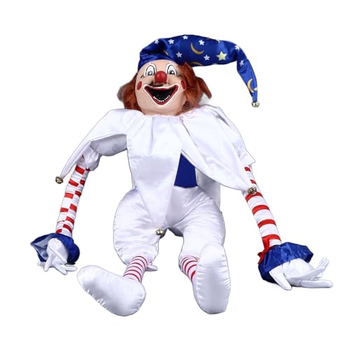 Elelif Halloween-Clown-Puppe, unheimliche Clown-Puppe, Ornament, Clown-Puppe, Dekoration, zum Aufhängen, gruseliges Clown-Ornament für Horror-Themen-Aktivitäten von Elelif