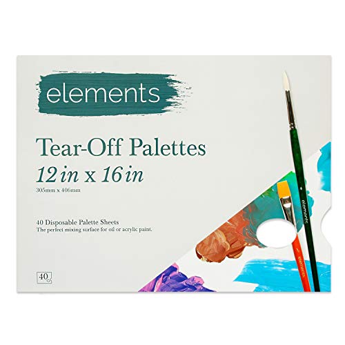 Elements Tear Off Palette – 40 Einweg-Malpalettenblätter, Künstlerblock, Mischfläche für Öl- oder Acrylfarben, Pigmentfarben – 30,5 x 40,6 cm von Elements