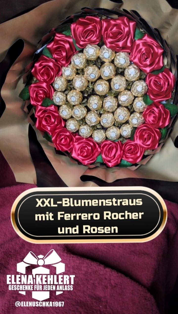 xxl Blumenstrauß Mit Ferrero & Satinband-Rosen von Elenuschka1967