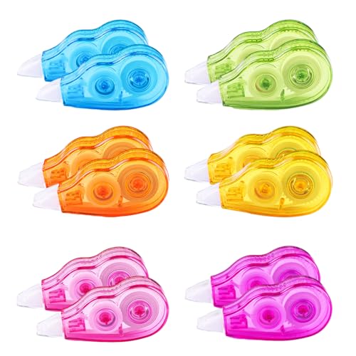 Elepl Korrekturroller 12 Stück Mini Korrekturmaus Roller Set Correction Tape Mini Kompakt Korrekturband für Studenten Büro Schule von Elepl