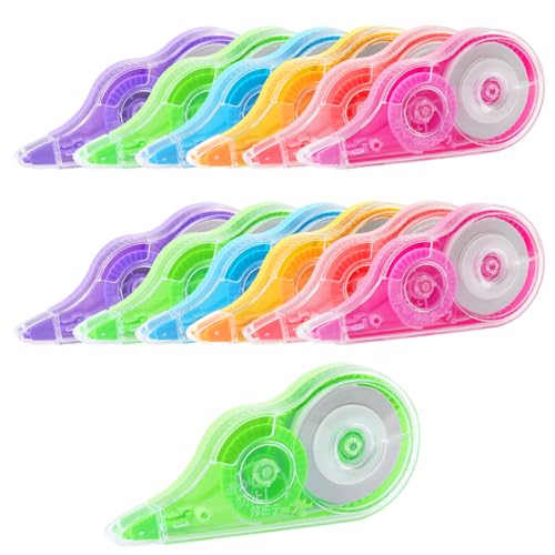 Elepl Korrekturroller Maus 12 Stück Korrekturmaus 12m x 5 mm PET-Folie Mini Maus mit Schutzkappe&Fenster für Kinder Schüler Büro Zuhause Schule Kawaii Schulsachen (12 Farben) von Elepl