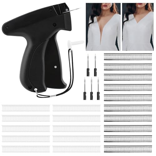 Elepl Schnelles Fixiergerät für Kleidung + 1000 Plastiknadeln + 5 Ersatznadeln Quick Clothing Fixer Stitchy Gun Stitchy Pistole Mini Quick Repair Kleidungsstück Nähen (Schwarz) von Elepl