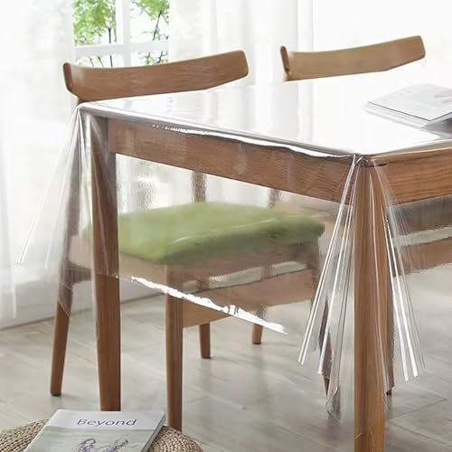 Elepl Tischdecke Transparent Tischfolie Abwaschbar Tischschutz Durchsichtige PVC Tisch Schutzfolie Wasserdicht Fettdicht Table Cloth Folie für Tisch Tischschutzfolie Tisch Schutzmatte (132 * 178cm) von Elepl