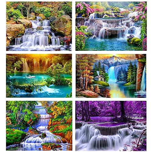 Diamond Painting Diamant Bilder Erwachsene 5d Landschaft Full Voll Set Daiments Diy Malerei Strass Dimontpainting Diamontpating Komplett Anfänger Art Stickerei 30x40 6er Bunt wasserfall Natur von Eletiffi