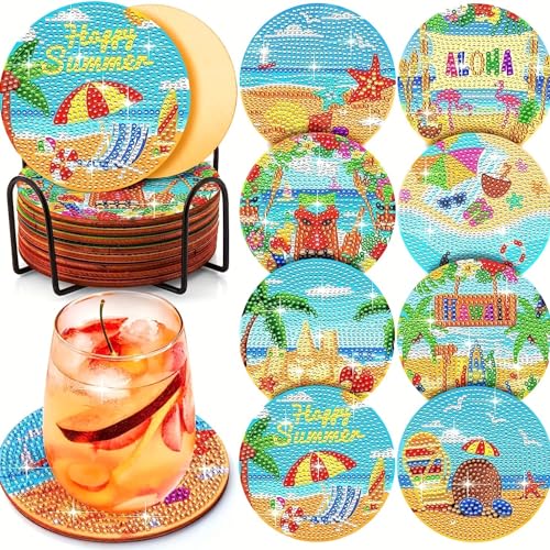 Diamond Painting Erwachsene Kinder Untersetzer Bilder Glasuntersetzer Gläser Diamant Set Dimondpaintin Klein Coasters Tassenuntersetzer Diamontpating Getränke Küche Starterset Anfänger Mit Halter von Eletiffi