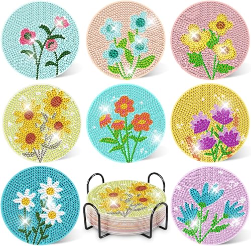 Diamond Painting Erwachsene Kinder Untersetzer Bilder Glasuntersetzer Gläser Diamant Set Dimondpaintin Klein Coasters Tassenuntersetzer Diamontpating Getränke Küche Starterset Mit Halter Anfänger von Eletiffi