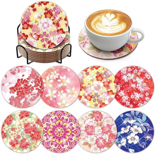 Diamond Painting Erwachsene Kinder Untersetzer Gläser Bilder Glasuntersetzer Diamant Set Dimondpaintin Klein Coasters Tassenuntersetzer Diamontpating Getränke Küche Anfänger Starterset Mit Halter von Eletiffi