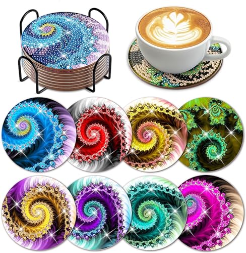 Diamond Painting Erwachsene Kinder Untersetzer Gläser Glasuntersetzer Bilder Diamant Set Dimondpaintin Klein Coasters Diamontpating Tassenuntersetzer Getränke Küche Starterset Anfänger Mit Halter von Eletiffi