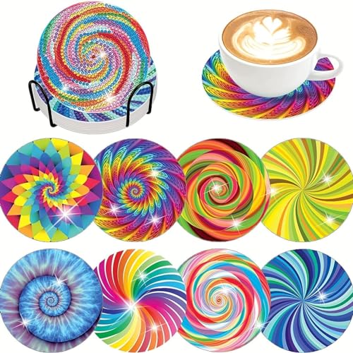 Diamond Painting Erwachsene Kinder Untersetzer Gläser Glasuntersetzer Bilder Diamant Set Dimondpaintin Klein Coasters Tassenuntersetzer Diamontpating Getränke Küche Starterset Anfänger Mit Halter von Eletiffi