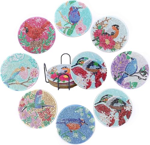 Diamond Painting Erwachsene Untersetzer Bilder Gläser 8er Kinder Glasuntersetzer Diamant Set Dimondpaintin Klein Coasters Tassenuntersetzer Diamontpating Getränke Küche Starterset Mit Halter Anfänger von Eletiffi