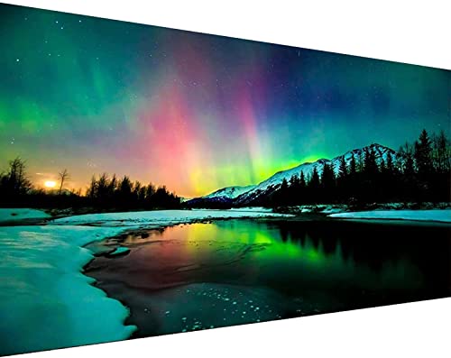 Eletiffi Diamond Painting Diamant Bilder Erwachsene 5d Landschaft Full Voll Dimontpainting Diy Malerei Strass Daiments Komplett Anfänger Art Stickerei 40×85Cm Bunt Aurora Set von Eletiffi