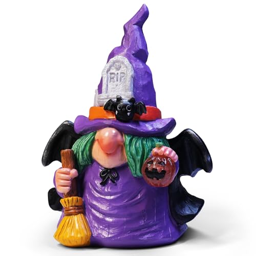 Halloween Dekorationen, Halloween Deko Hexe Statuen mit Grabstein und Besen für den Innenbereich für Zuhause, Halloween Deko Innen für Tischplatte und Partydekorationen von Eletorot