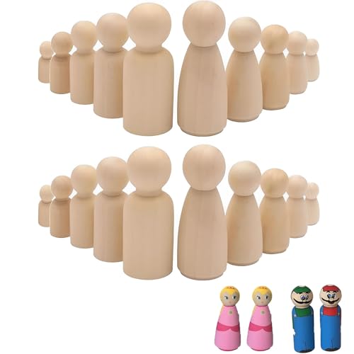 20 Stück Holzfiguren Zum Bemalen, 6.5 X 2.4cm Holzfiguren, Holzklötzchen Zum Basteln, Spielfiguren, Spielfiguren Holz, Spielfiguren Für Brettspiele, Figuren Zum Bemalen, Holzkegel, Junge, Mädchen von ElevaPulse