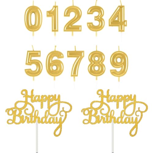 ElevaPulse 12 Stück Geburtstagskerzen Zahlen Set – Zahlen 0-9 & Happy Birthday Topper – Hochwertige Kerzen Geburtstag von ElevaPulse