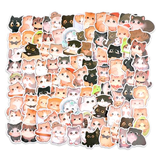 ElevateTech Katzen Sticker, Niedliche Katze Aufkleber Lustige Katzen Aufkleber Kawaii Katze Meme Aufkleber Wasserdicht Ästhetik Vinyl Aufkleber für Wasserflasche Laptops Telefon Scrapbooking von ElevateTech