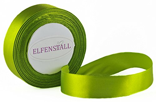 Elfenstall Satinband Geschenkband Schleifenband Dekoband 25 mm, 25 Yards (ca. 22 Meter) in der Farbe grün hellgrün von Elfenstall