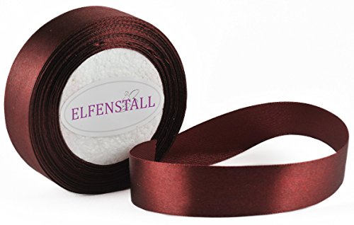 Elfenstall Satinband Geschenkband Schleifenband Dekoband 25 mm, 25 Yards (ca. 22 Meter) in der Farbe weinrot von Elfenstall