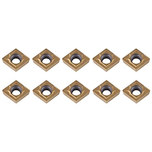 Elgnaura 10pcs CNC Carbid Insert Cutter, Zinn - beschichtete indexierbare Drehmahlen -Einsätze Drehen Sie die Werkzeuge mit Kasten für Stahl halbmauer CCMT060204 - HM YBC251 von ElgnAura