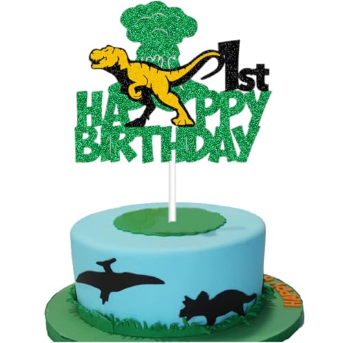 Kuchendekoration zum 1. Geburtstag, Dinosaurier- und Dschungeltier-Thema, für Jungen und Mädchen, Kuchen-Partyzubehör von Elicola